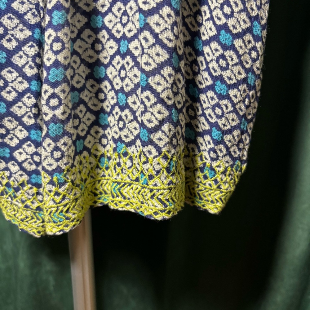 Anthropologie Lilka Blue and Yellow Patterned Short-Sleeve Romper XS - Picture 11 of 11